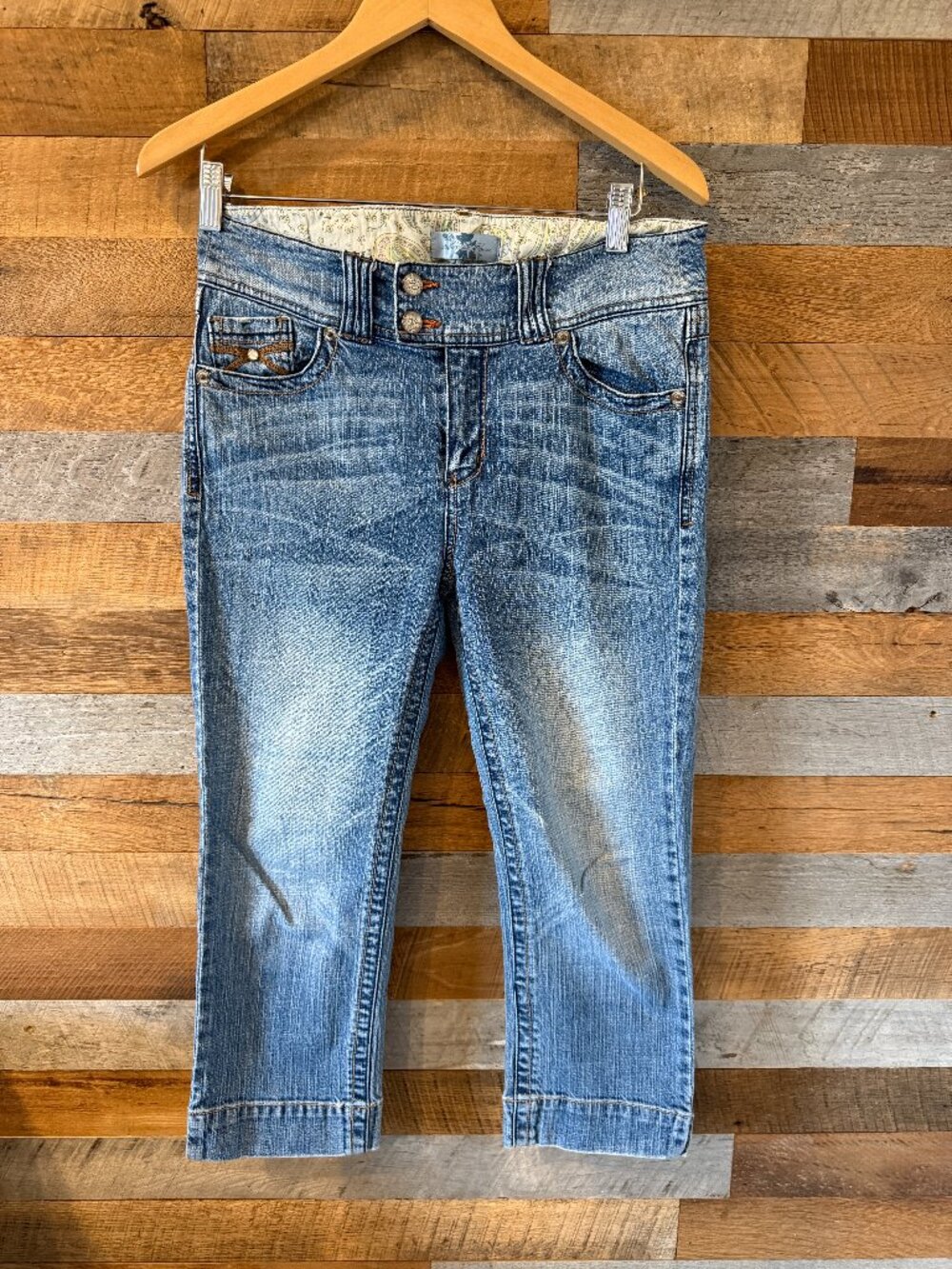 Vintage Z. Cavaricci Bootcut Jeans Light Wash Paisley Lined Size 6 (M267-510)